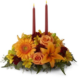 Bright Autumn Centerpiece from Backstage Florist in Richardson, Texas